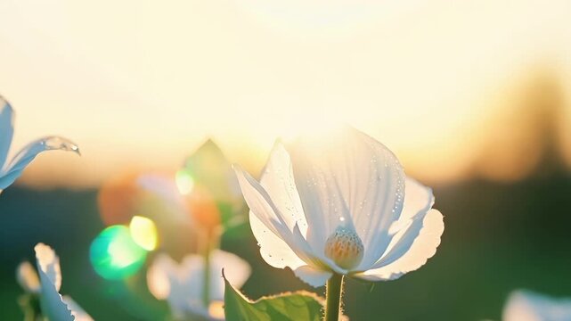 With dewdrops still lingering on their petals the blooming flowers seem to sparkle and glisten in the soft morning light.