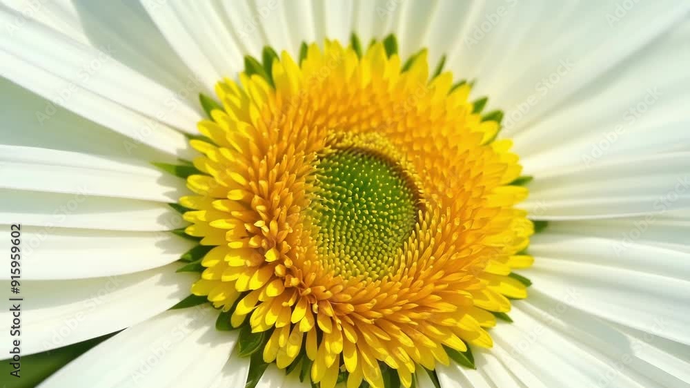 Poster A high definition view of a daisys center showcasing the fine lines and curves of the petals leading to the center of the flower.