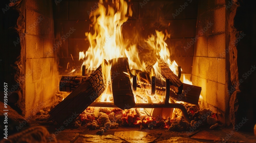 Aufkleber the fireplace crackles with vibrant flames, casting a warm glow that fills the room with a comfortin