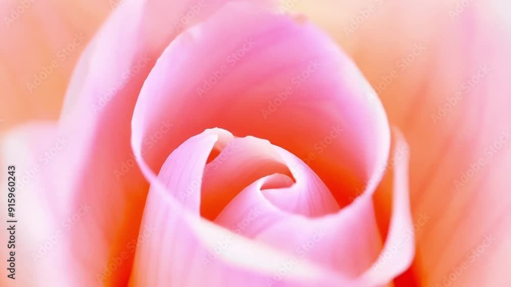 Poster Shades of pink and white mix and merge as a bud opens showing off its diverse and unique array of petals.