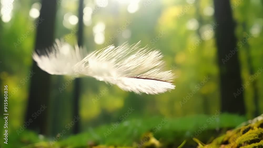 Poster The camera follows a feather as it drifts through a forest caught in the wind and landing softly on the forest floor.
