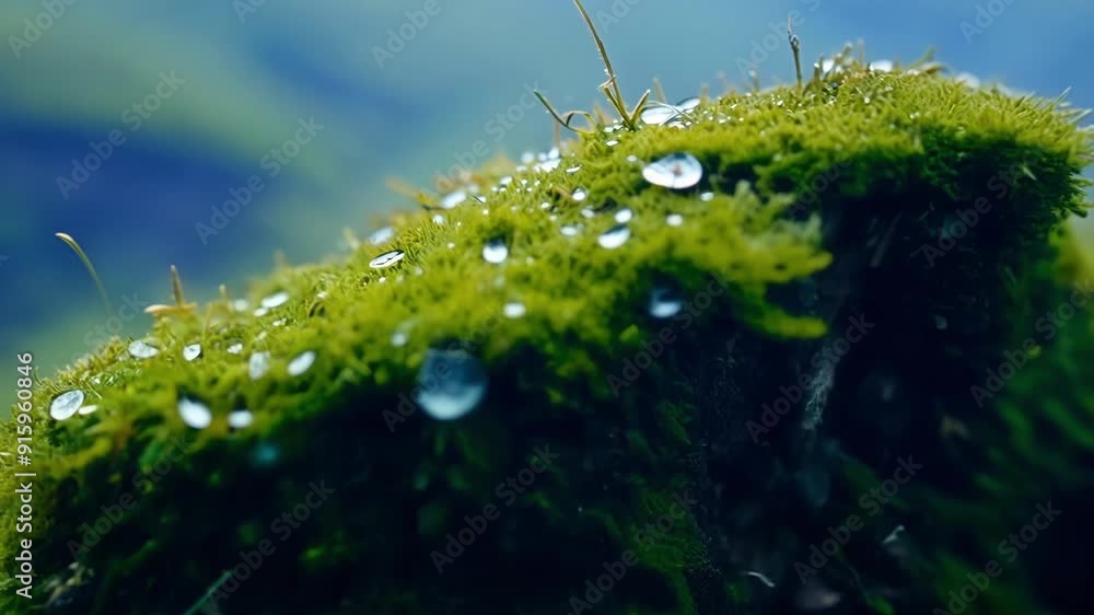 Poster The camera zooms in on a mossy outcrop revealing intricate patterns and textures in the layers of lush verdant moss that has taken over the rocky surface.