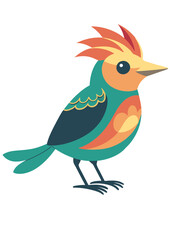 Funny cheerful bird, anime bird vector image, colored bird on transparent background SVG, In pastel colors