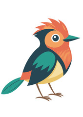 Funny cheerful bird, anime bird vector image, colored bird on transparent background SVG, In pastel colors