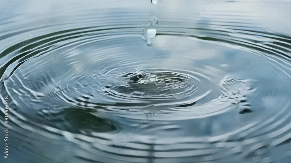 Poster A series of shots capturing the raindrop ripples in a puddle from the initial impact to the slow dissipation as the rain comes to an end.