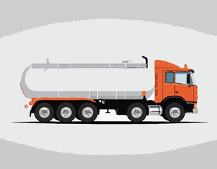 Cartoon semi tanker truck isolated on white background