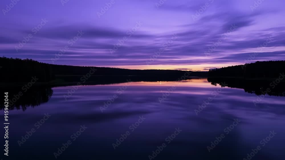 Aufkleber the camera slowly pans across the tranquil lake revealing the suns reflection gradually fading into 