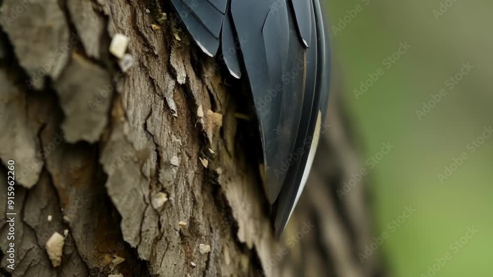 Poster detailed closeup of a birds claw gripping onto a rough tree bark giving viewers a sense of the stren