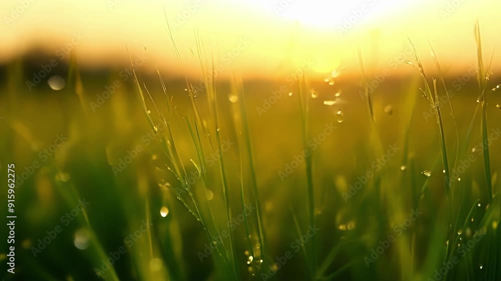 Poster as the morning dew sparkles on the lush grass tiny blades of vibrant green spring up signaling the s