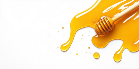 Honey Dripping from Dipper on Transparent Background