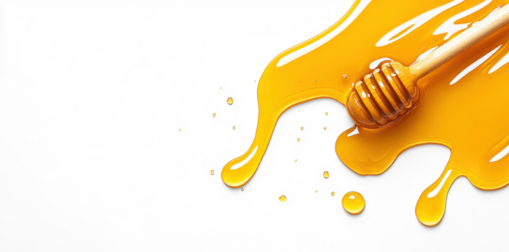 Honey Dripping from Dipper on Transparent Background
