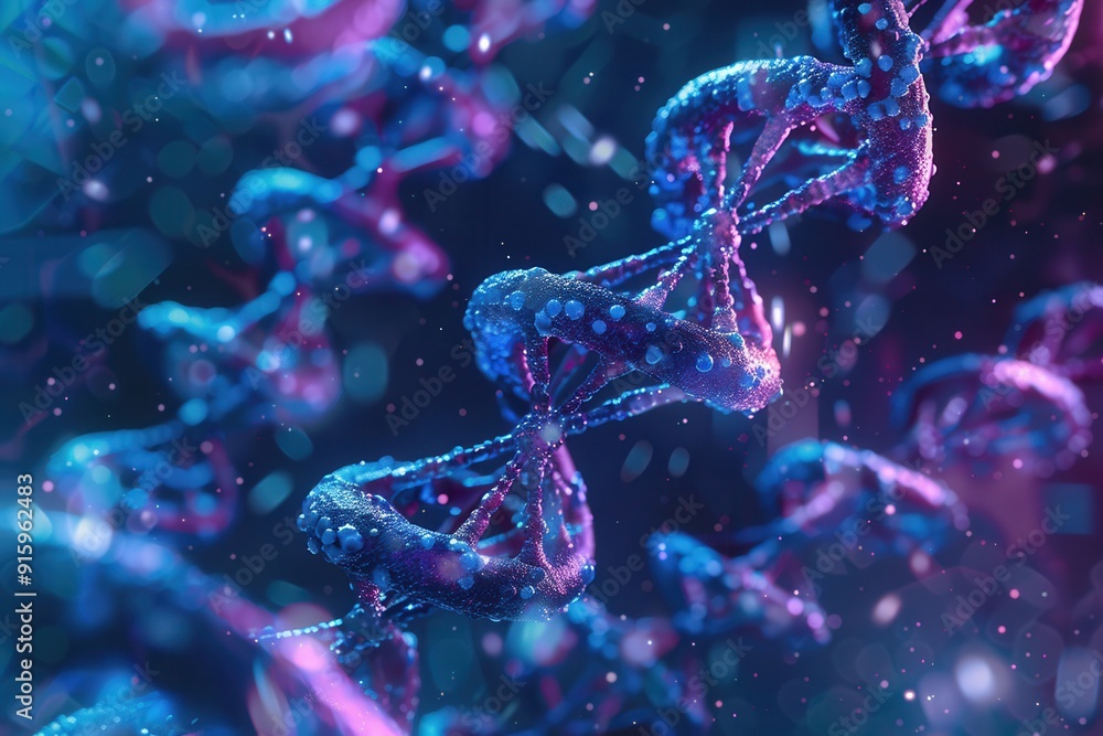Poster cellular structures display distinct nuclei and dna strands, showcasing their complex and colorful a
