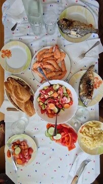 Typical Mediterranean family meal