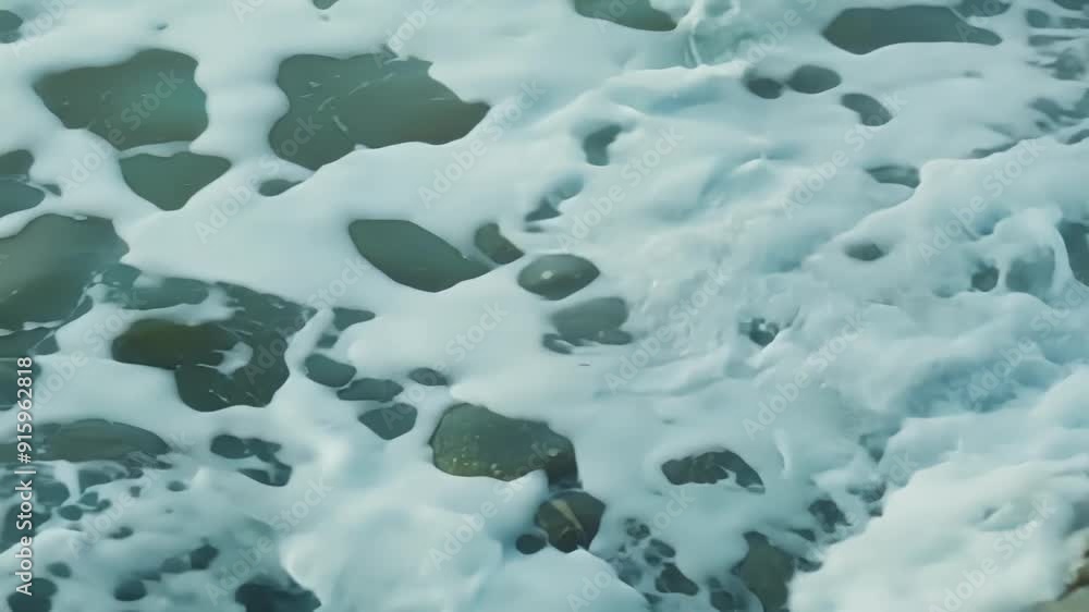 Poster A of barnacles cling to the sides of a rock their white shells creating a textured surface as the waves crash against them.