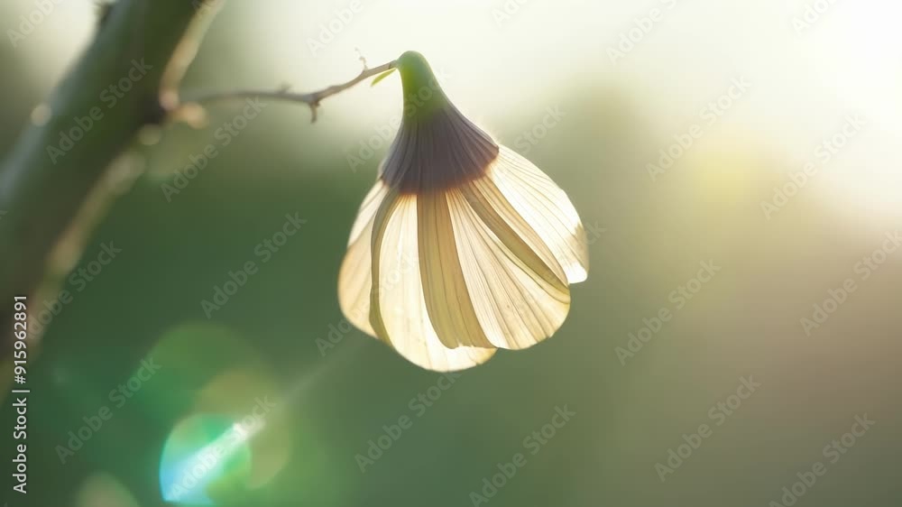 Poster Upclose view of a tree bud being gently caressed by a light spring breeze shaking off its protective layers.