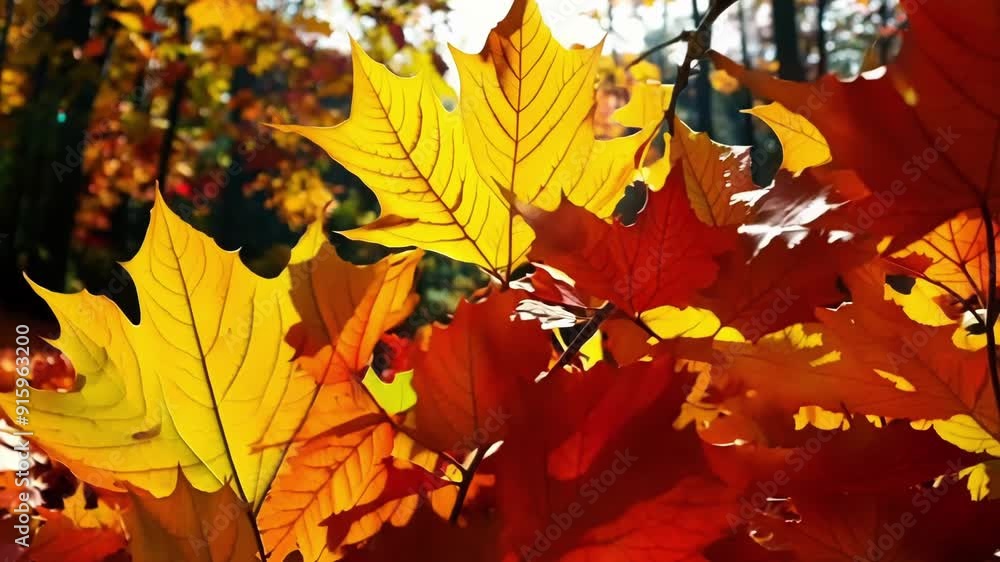 Poster an infocus shot of an array of colorful autumn leaves showcasing the variety of vibrant shades inclu
