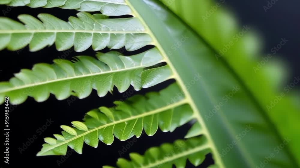 Poster A macro view of the overlapping serrated edges of a fern leaf showcasing the jagged texture of its fronds.