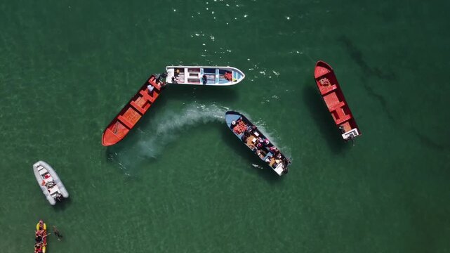 Lanchas en el Mar Caribe de la Guaira en Venezuela