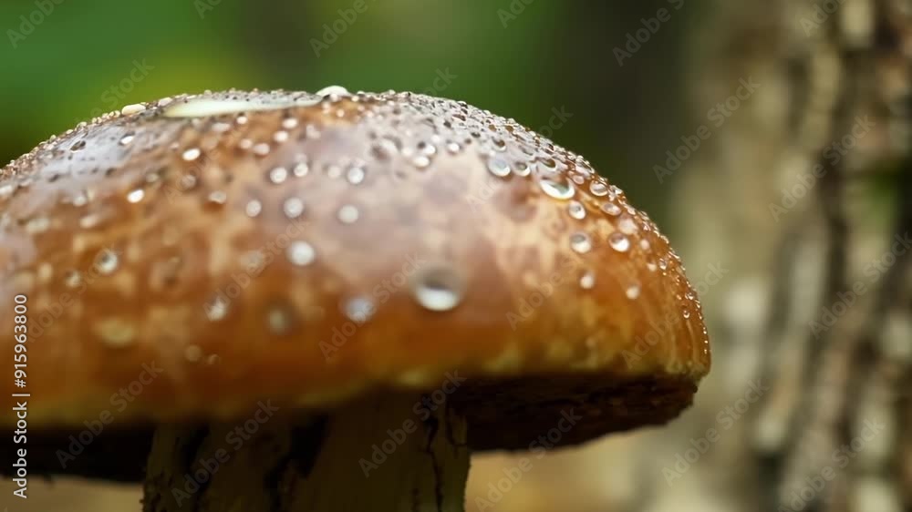 Poster A bumpy shiitake mushroom emerging from a log its shiny brown cap contrasting against the rough bark.