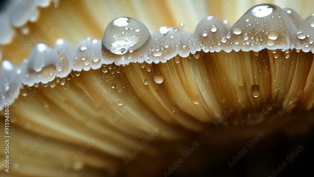 Poster A macro shot of a mushrooms gills revealing the intricate weblike structures that help it absorb nutrients and water.