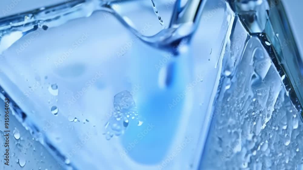 Poster A single drop of water trickling down the side of an ice cube causing a chain reaction as it melts its way through the perfectly symmetrical shape.