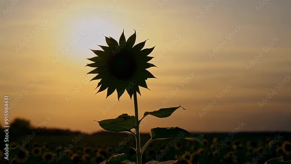 Poster the shadow of a sunflower stretches across the ground as its head turns towards the setting sun a be