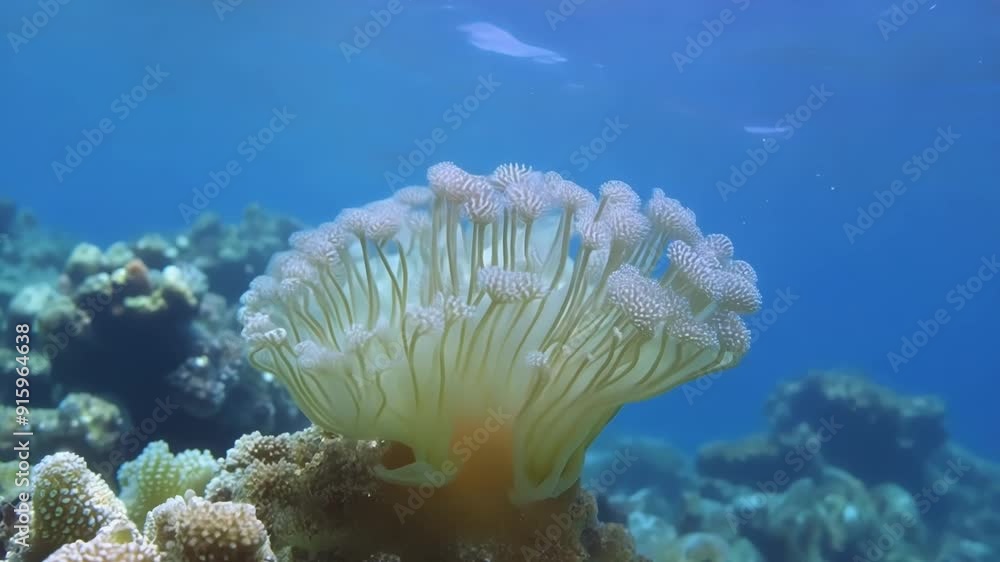 Poster Zooming in on a single coral polyp we witness the mesmerizing dance of its tentacles as it opens and closes in a delicate balancing act perfectly adapted for survival in the ocean.