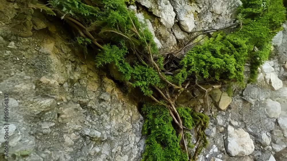 Poster an upclose shot of the intricate root system of ivy clinging tightly to a rocky surface.