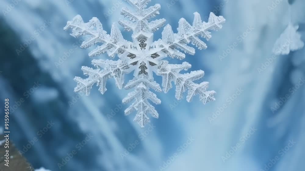 Aufkleber slow motion footage of snowflakes forming on a frozen waterfall showcasing the intricate shapes and 