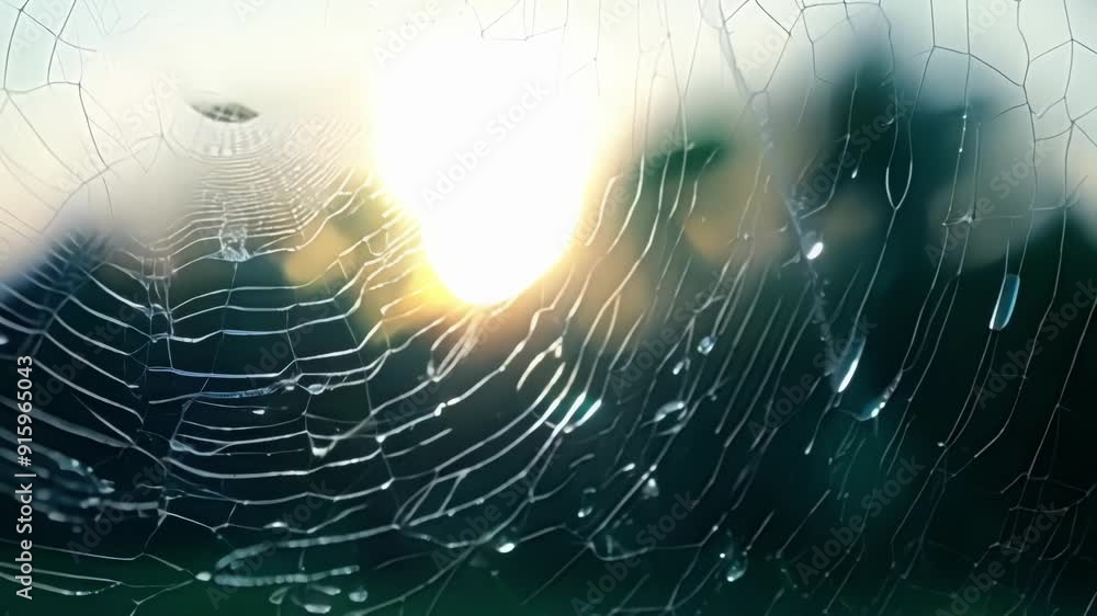Aufkleber A closeup of a spiders web illuminated by dew drops highlighting the natural beauty and complexity of its creation.