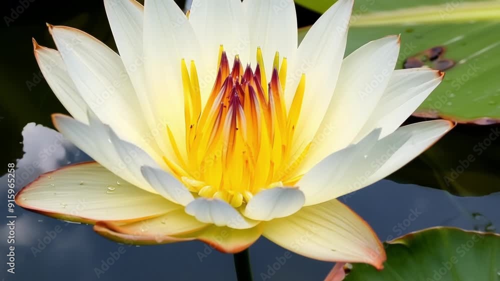 Poster a closeup of a water lily revealed in all its glory with its intricate details and colors highlighte