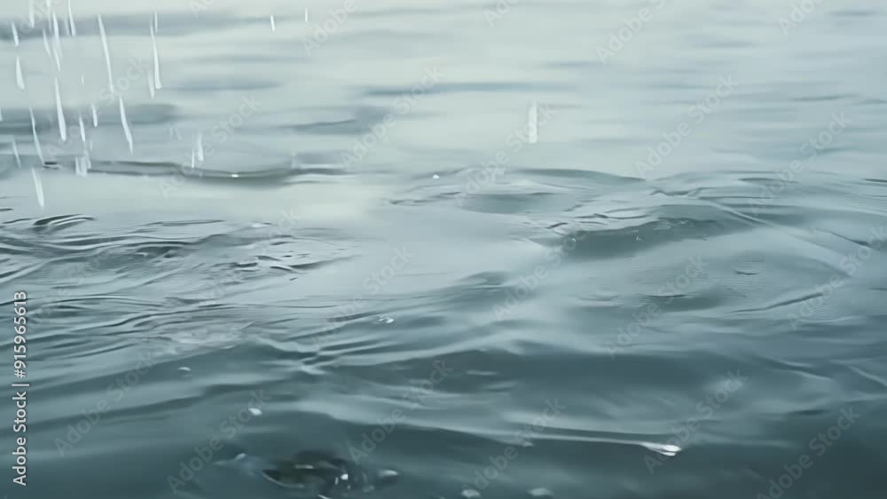 Poster A closeup of rain hitting the surface of a lake creating a mesmerizing pattern as it evaporates into the atmosphere.