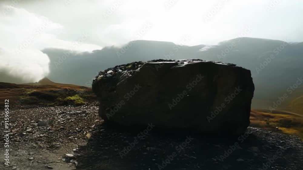 Poster In a timelapse sequence viewers watch as a oncesolid boulder slowly crumbles into smaller pieces worn away by wind rain and the passage of time.