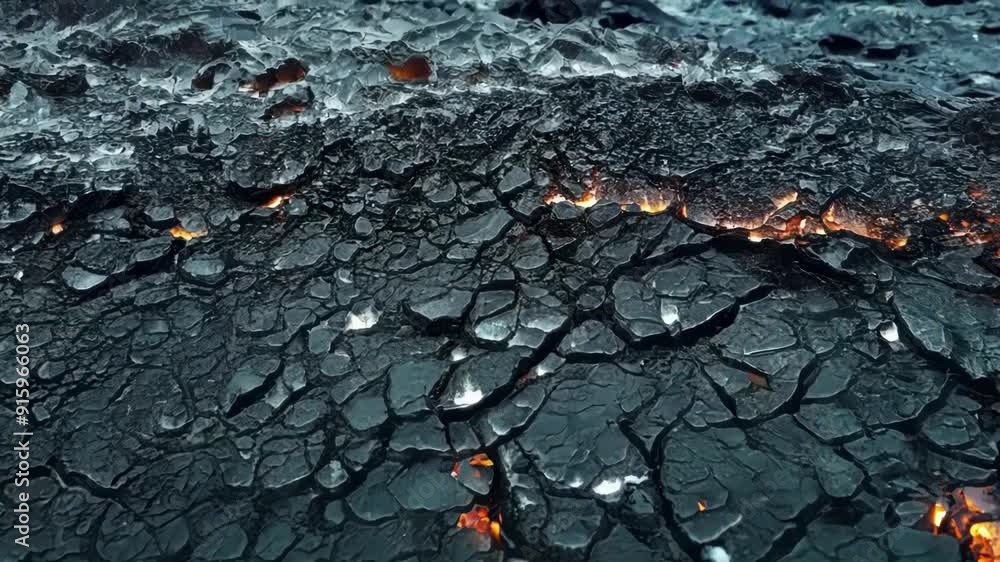 Poster a closer look reveals intricate patterns and textures on the hardened lava resembling cracked earth 