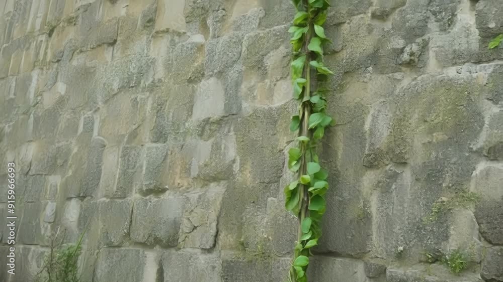 Aufkleber a creeping vine makes its way up the side of an old stone wall its long curling arms appearing to cl