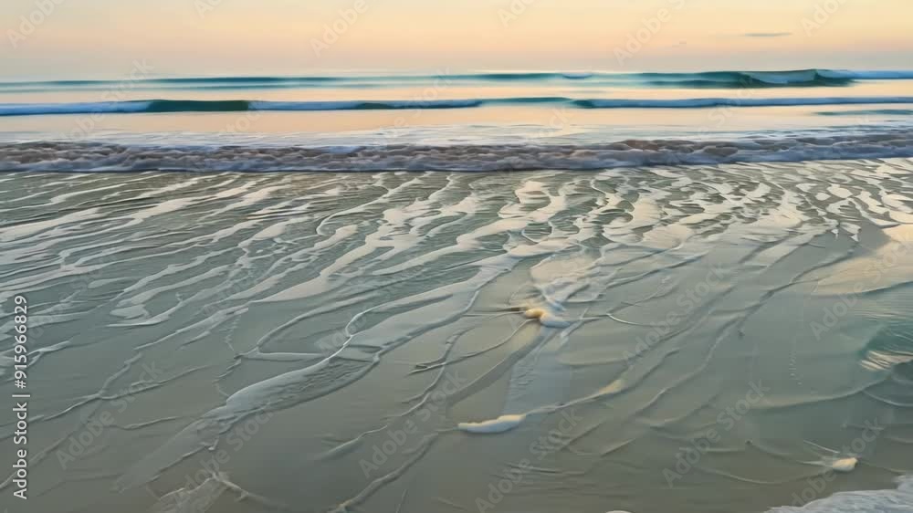 Poster The intricate dance of the waves as they flow in and out transforming the once smooth sand into a beautifully textured canvas.