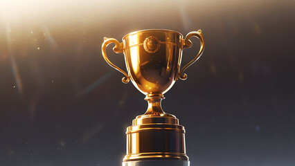 gold trophy against a Gray background 