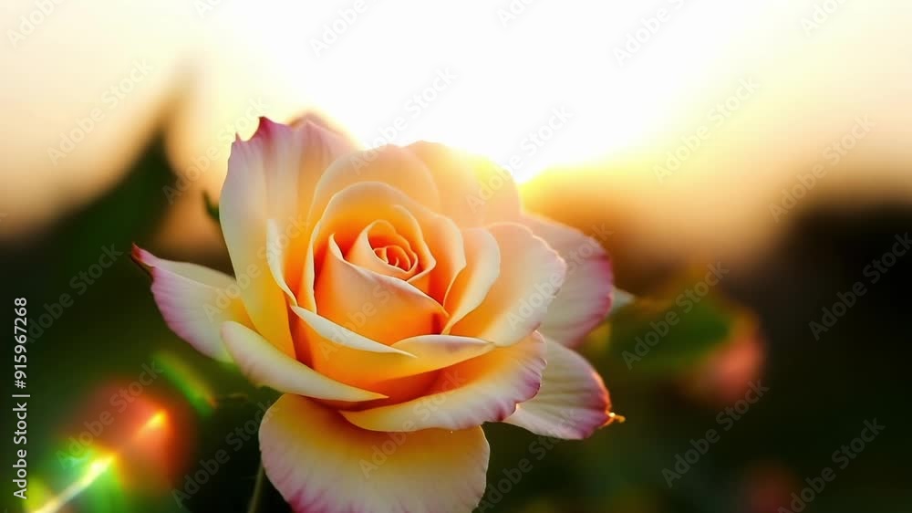 Poster the delicate petals of a rosebud unfurl following the sun as it makes its way across the sky.