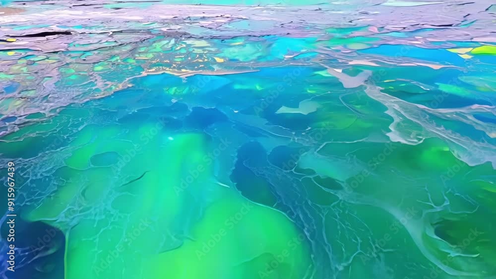 Leinwandbilder a timelapse shot of the ice melting revealing the changing colors and patterns of the water undernea