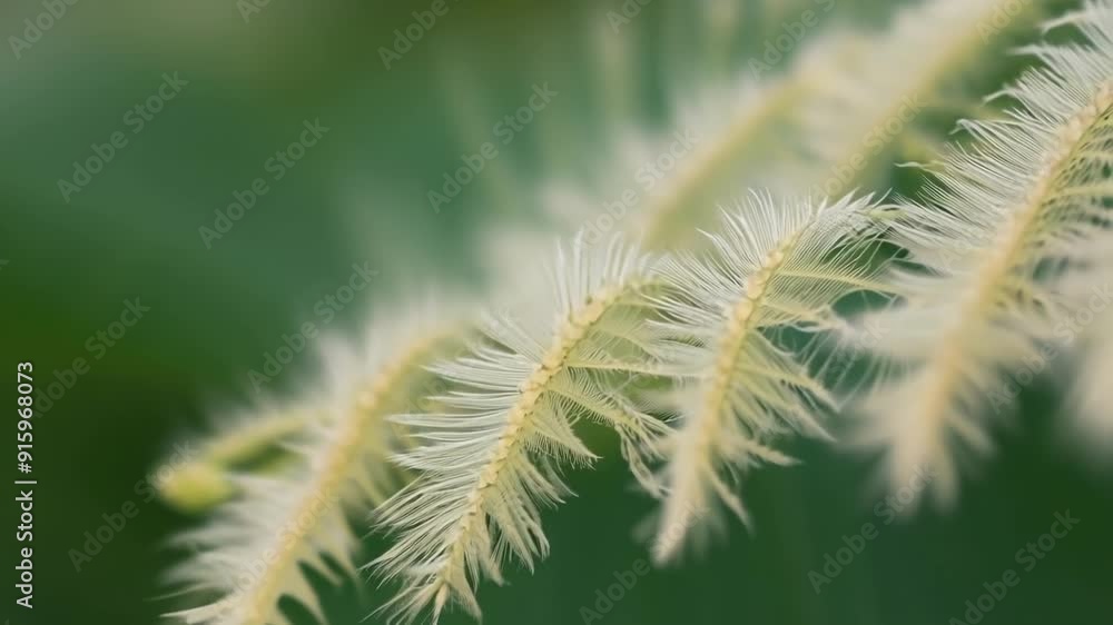 Poster A macro shot captures the velvety texture of a fern leaf with soft feathery hairs that seem to shimmer as they sway gently in a soft breeze.