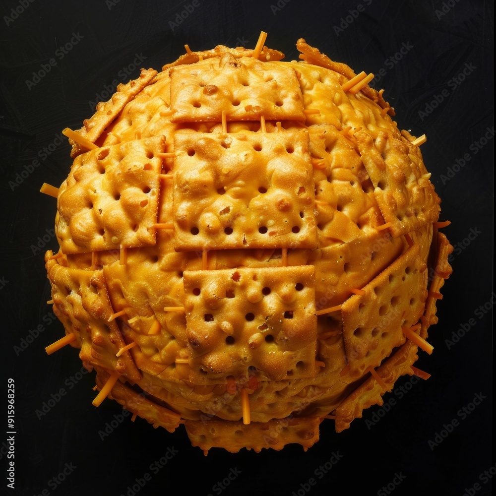 Poster close-up image of a unique textured sphere. creative abstract concept. artistic food sculpture resem
