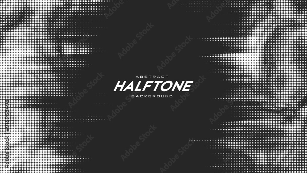 Poster abstract vector torn monochrome halftone background. scrathed dotted texture element.