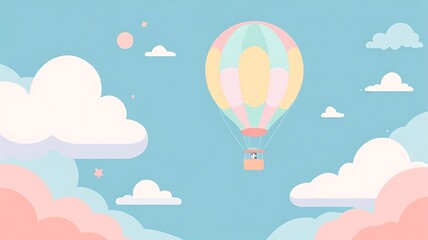 flying balloons in the sky with clouds