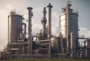 Obraz premium 3D Oil and gas industrial Oil refinery plant form industry Refinery factory oil storage tank and pip