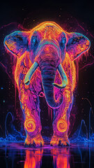 brown gold neon mammut.generative ai