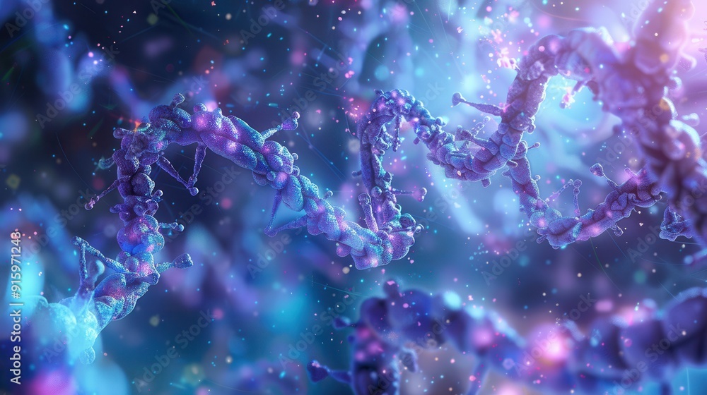 Fototapete this close-up reveals a cellular structure showcasing distinct nuclei and intricate dna strands in a