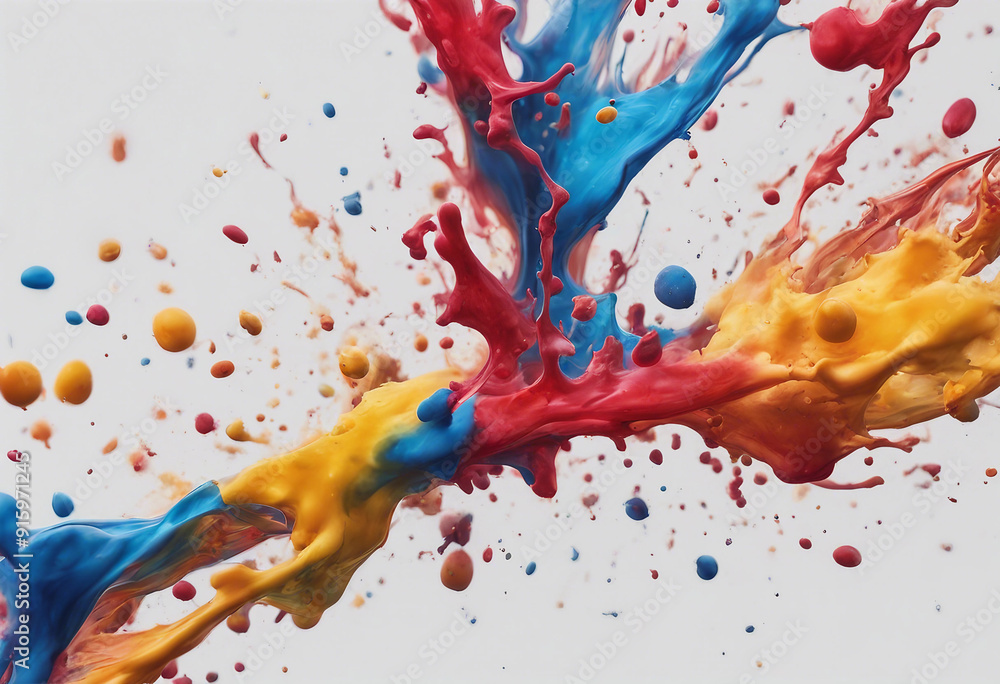 Poster abstract colorful paint splashes element for design isolated on white and transparent background ai