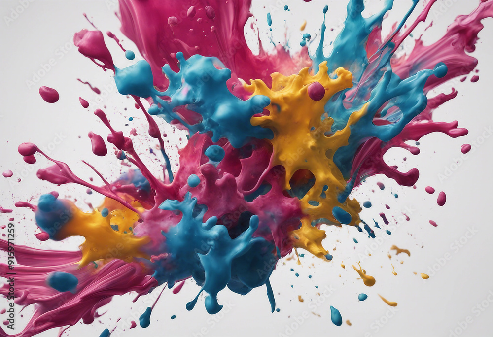 Poster abstract colorful paint splashes element for design isolated on white and transparent background ai