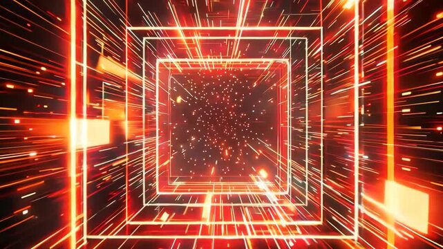 retro vintage laser light tunnel light glow galaxy space journey, red light glow on dark, circuit glitch pattern