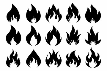 Fire icon vector set, Fire flame icons bundle	